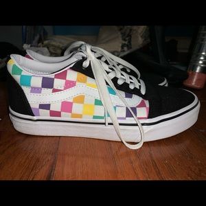 Vans vintage old skool with rainbow checkerboard